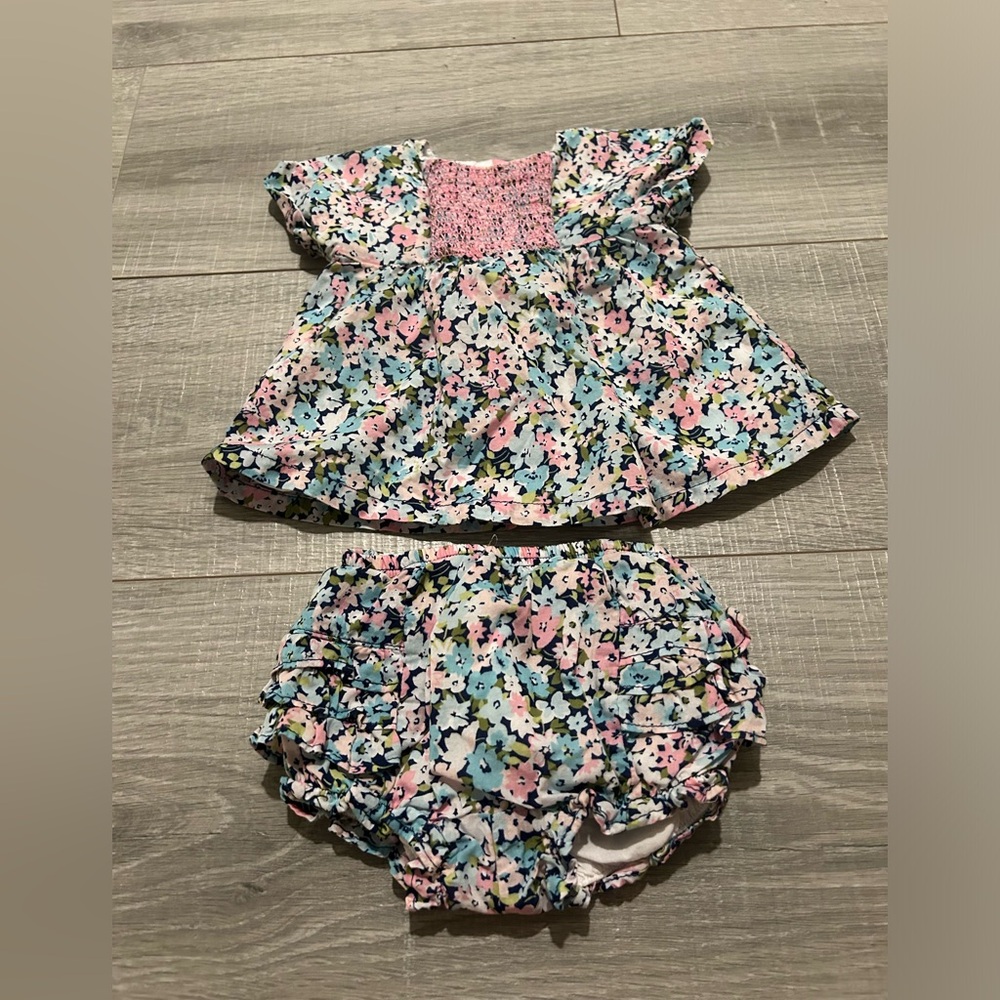 Floral Smocked Janie and Jack Infant Set